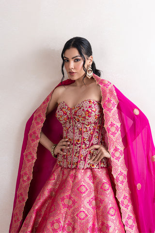Uravani Corset Brocade lehenga