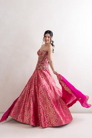 Uravani Corset Brocade lehenga